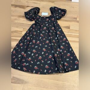 Hill House Matilda Black Floral Midi Dress